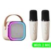Portable wireless Bluetooth karaoke speaker with two microphones and LED lights
