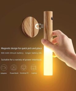 Alternative view of Rechargeable Motion Sensor LED Night Light with Magnetic Base - Portable, USB Powered, Warm White Light - Natural Wood Pack Of 3