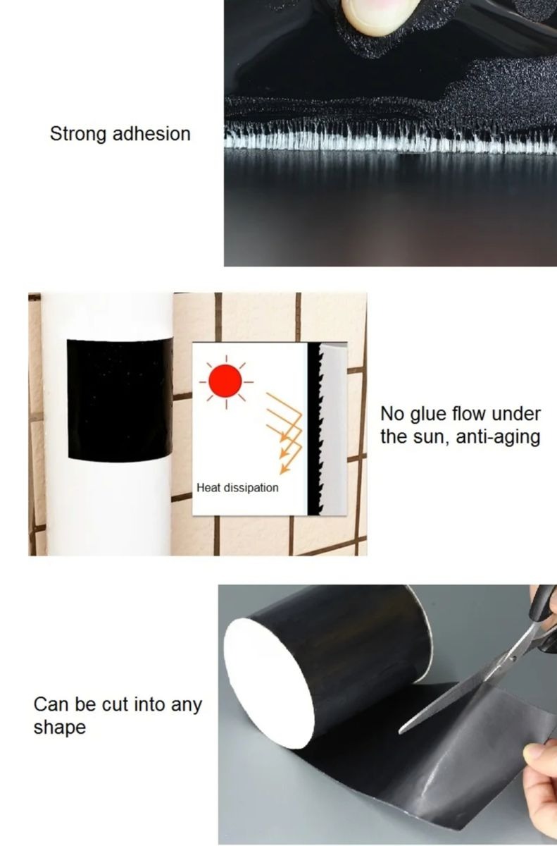 Rubberized Waterproof Seal Flex Tape 4 Inch - Black - Image 2