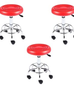 3 pack -Stainless Steel Doctor Stool | Adjustable Medical Chair with Wheels-REd