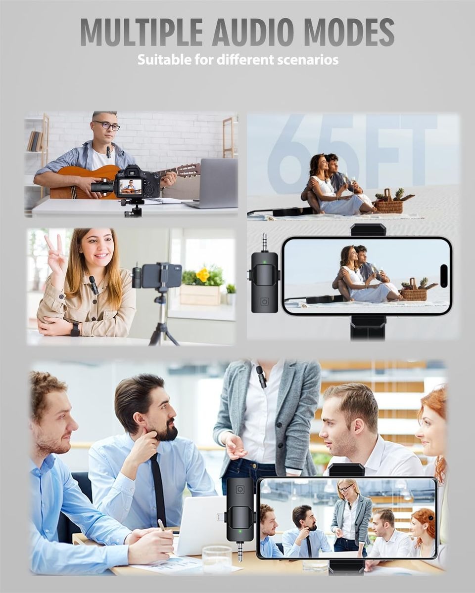 3-in-1 Wireless Lavalier Microphone, with Noise Cancellation - Image 6