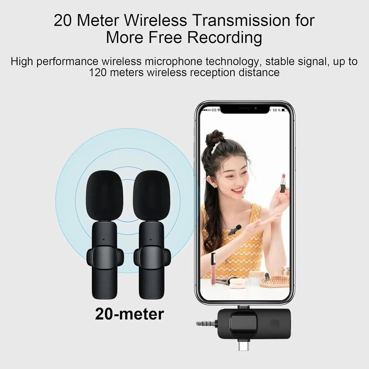 3-in-1 Wireless Lavalier Microphone, with Noise Cancellation - Image 4