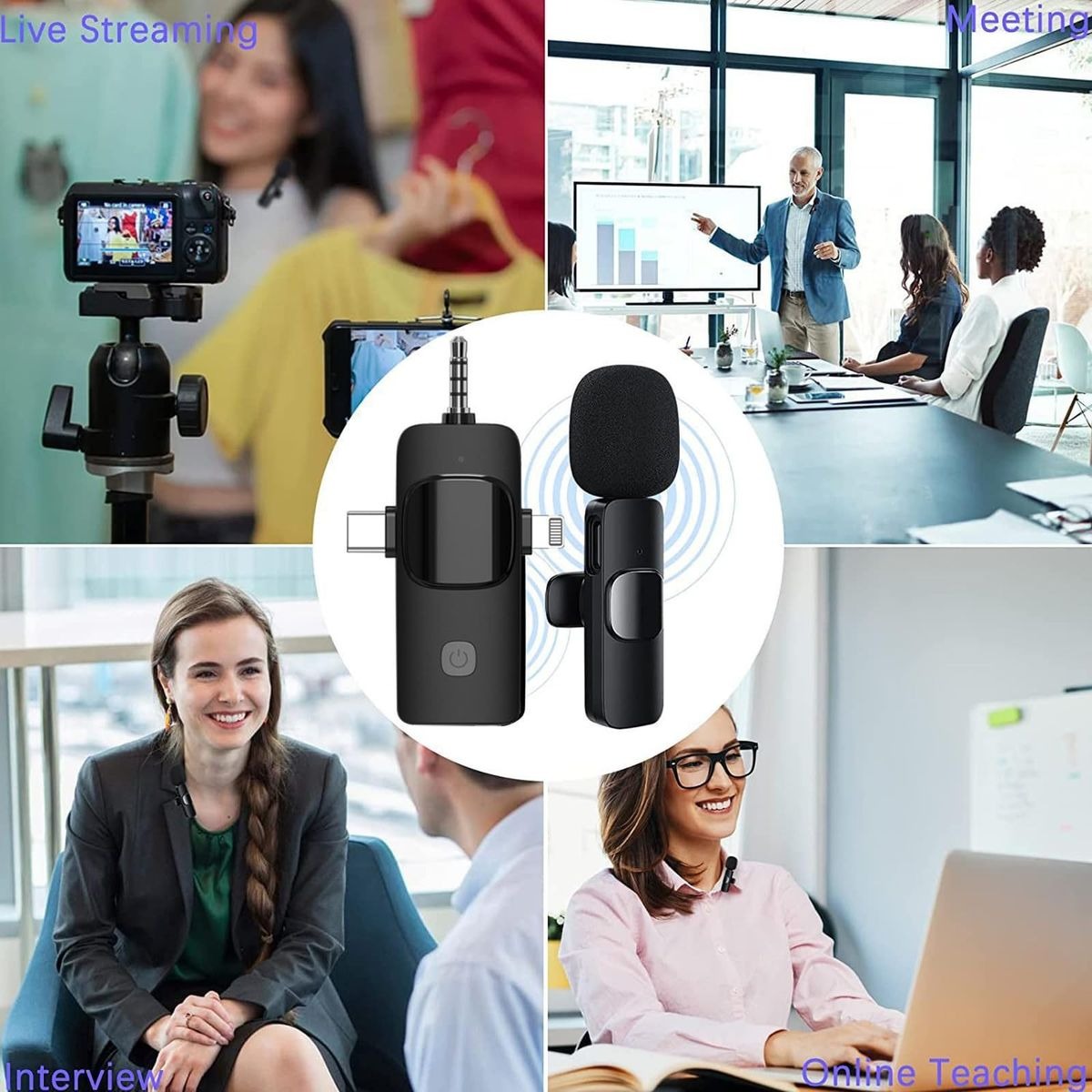 3-in-1 Wireless Lavalier Microphone, with Noise Cancellation - Image 5