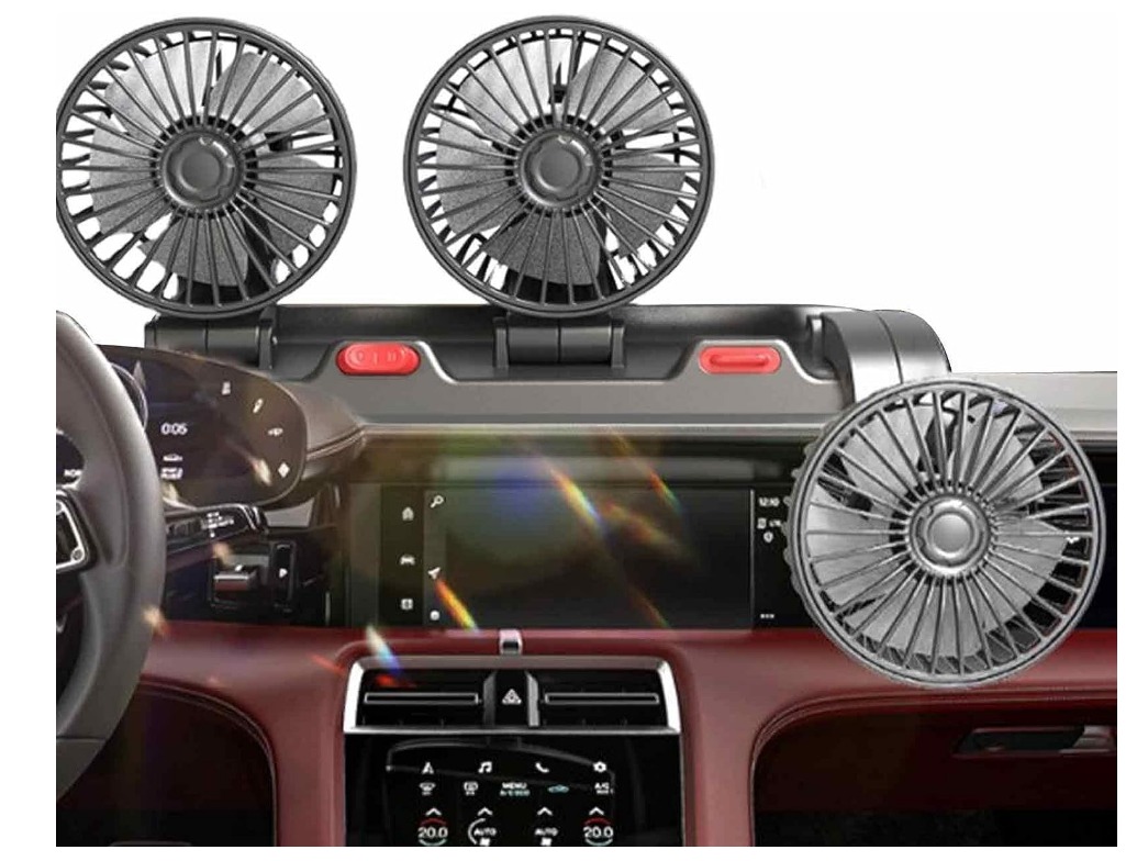 360-Degree Adjustable Car Three-Head Fan