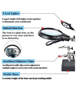 Alternative view of Auxiliary Clip Magnifier AC/DC Interchangeable with Soldering Stand with 5 LED